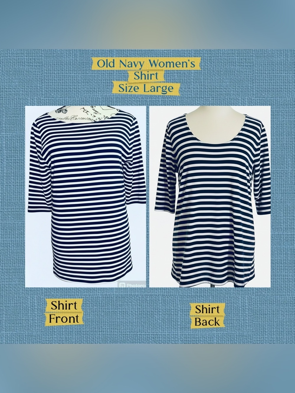 ⛴️🆕⛴️ Old Navy Nautical Navy Blue and White Striped Shirt-Size Large